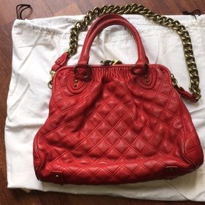 Marc Jacobs  “stam” red quilted bag w/ chain strap